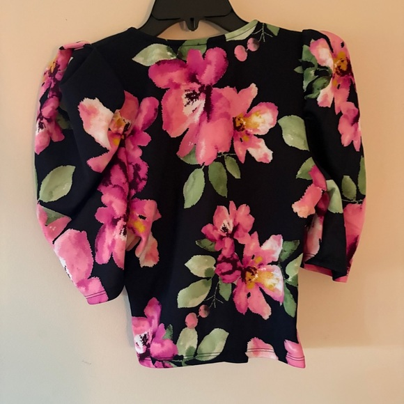 Yoyo 5 Pink Floral Wrap Blouse Top 3/4 Sleeve Women’s Size Large (Runs Small) - Picture 2 of 4